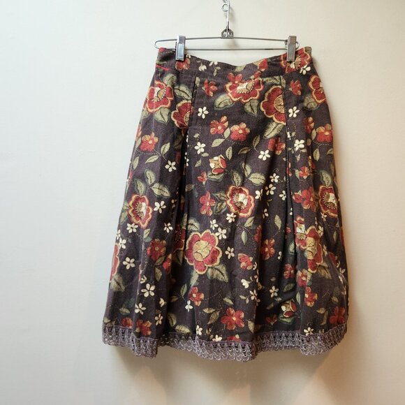 Brown floral high waist skirt / S - Picture 6 of 7